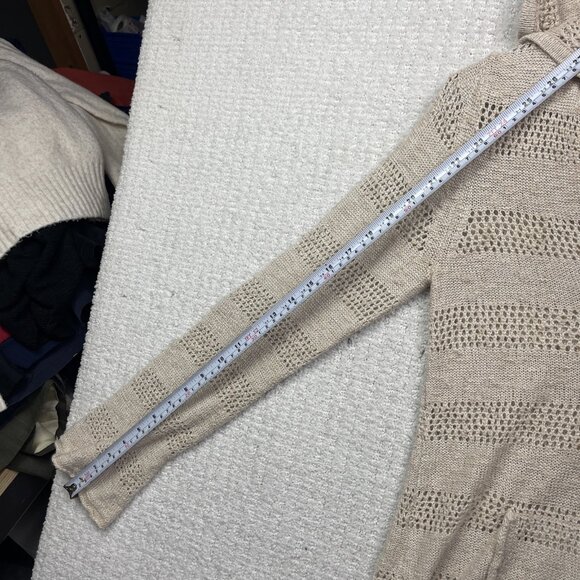 Roxy Hoodie Sweater Women M Cream V-neck Crochet Knit Boho Beach Surf Y2K - Picture 8 of 15